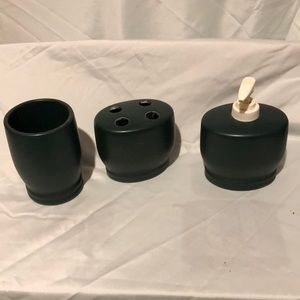3-piece Bathroom set. Toothbrush holder, cup and soap dispenser